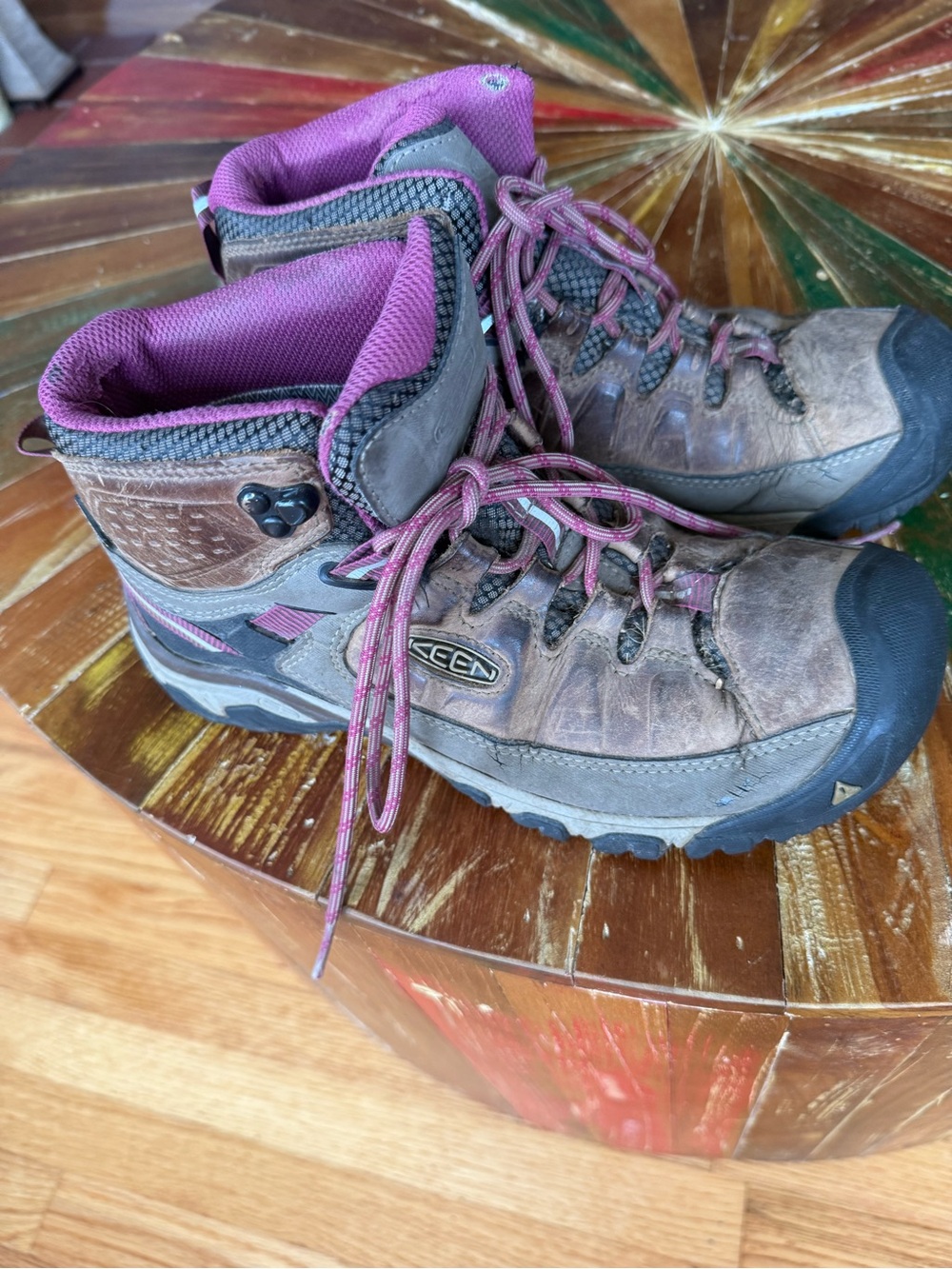 Keen Women's Brown and Pink Hiking Boots